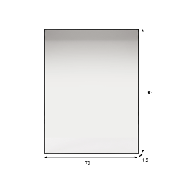 Miroir mural rectangulaire de salle de bain avec cadre en métal noir 70 x 90 cm