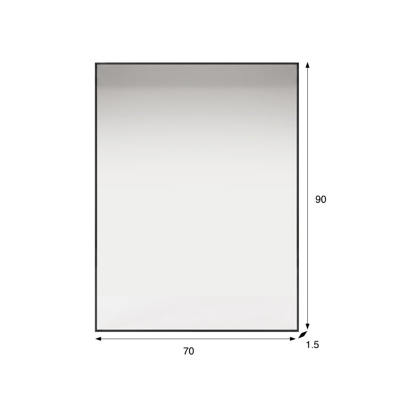 Miroir mural rectangulaire de salle de bain avec cadre en métal noir 70 x 90 cm