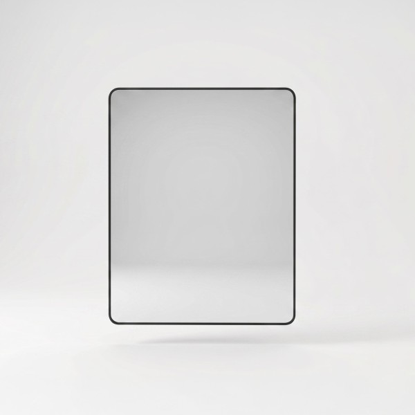 Miroir mural rectangulaire de salle de bain avec cadre en métal noir 70 x 90 cm