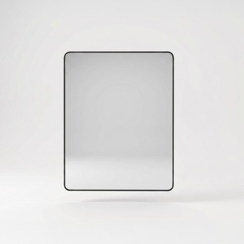 Miroir mural rectangulaire de salle de bain avec cadre en métal noir 70 x 90 cm