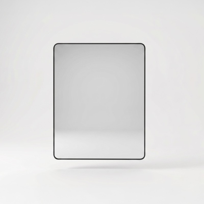 Miroir mural rectangulaire de salle de bain avec cadre en métal noir 70 x 90 cm