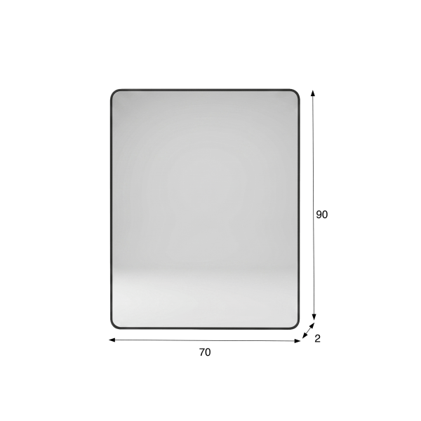 Miroir mural rectangulaire de salle de bain avec cadre en métal noir 70 x 90 cm