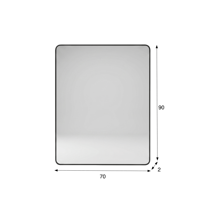 Miroir mural rectangulaire de salle de bain avec cadre en métal noir 70 x 90 cm