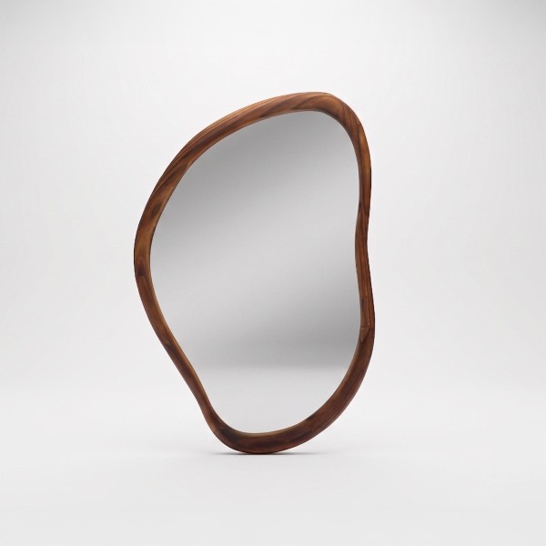 Miroir mural organique design avec cadre en bois massif 60 x 90 cm