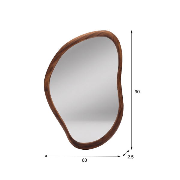 Miroir mural organique design avec cadre en bois massif 60 x 90 cm