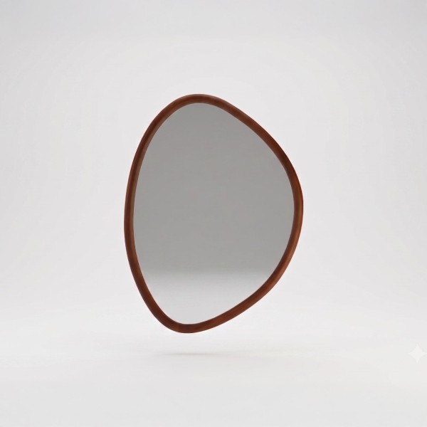 Miroir mural organique design avec cadre en bois massif 60 x 80 cm