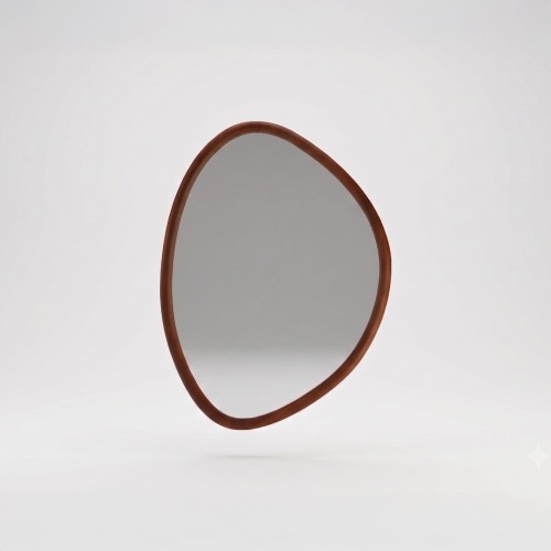 Miroir mural organique design avec cadre en bois massif 60 x 80 cm