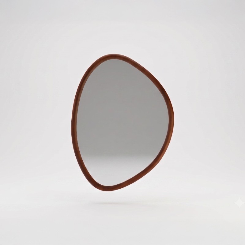 Miroir mural organique design avec cadre en bois massif 60 x 80 cm