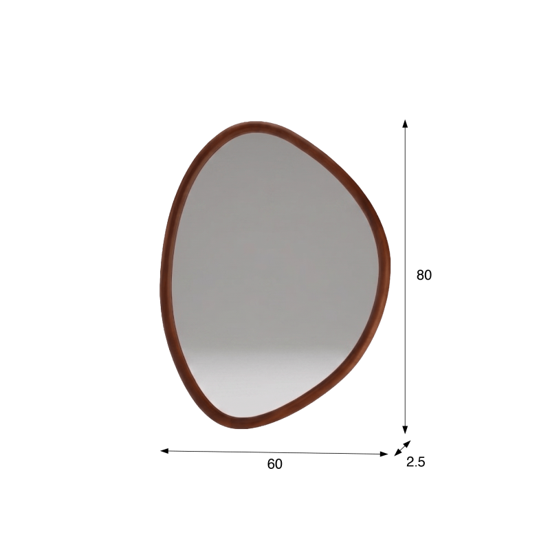 Miroir mural organique design avec cadre en bois massif 60 x 80 cm