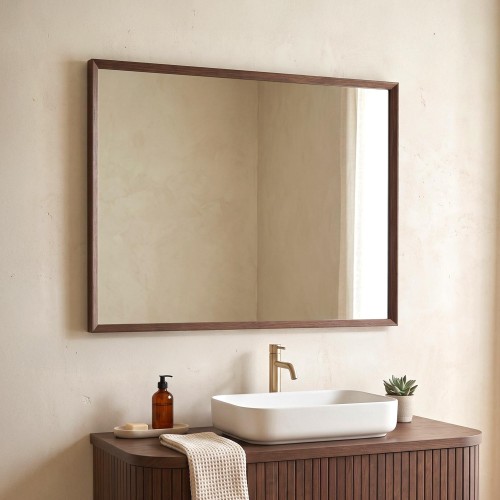 Miroir de salle de bain avec cadre en bois massif 90 x 70 cm