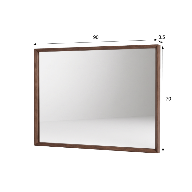 Miroir de salle de bain avec cadre en bois massif 90 x 70 cm