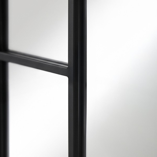 Miroir mural en arche style verrière avec cadre en métal noir 80 x 180 cm