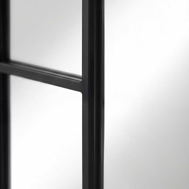 Miroir mural en arche style verrière avec cadre en métal noir 80 x 180 cm