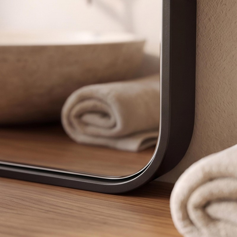 Miroir mural en arche pour salle de bain avec cadre en métal noir 120 x 75 cm