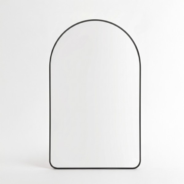 Miroir mural en arche pour salle de bain avec cadre en métal noir 120 x 75 cm