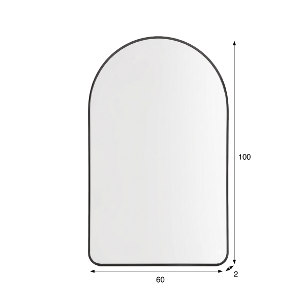Miroir mural en arche pour salle de bain avec cadre en métal noir 120 x 75 cm