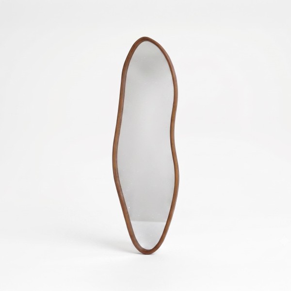 Miroir mural organique design avec cadre en bois massif 56 x 165 cm