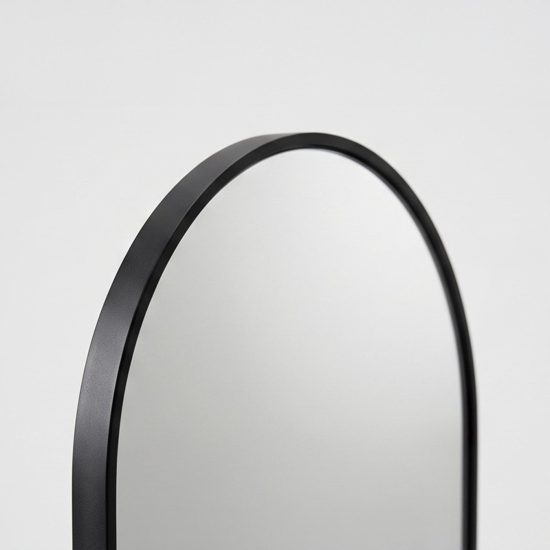 Grand miroir mural ovale avec cadre en métal noir 60 x 165 cm