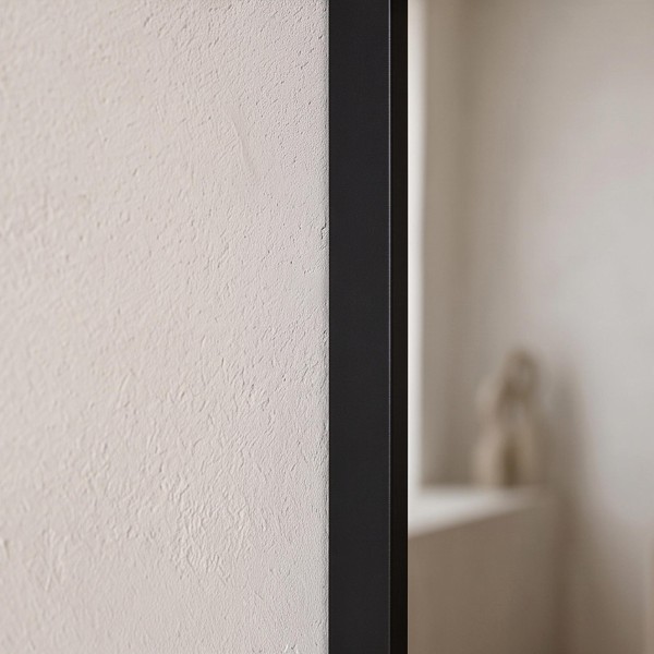 Grand miroir mural ovale avec cadre en métal noir 60 x 165 cm