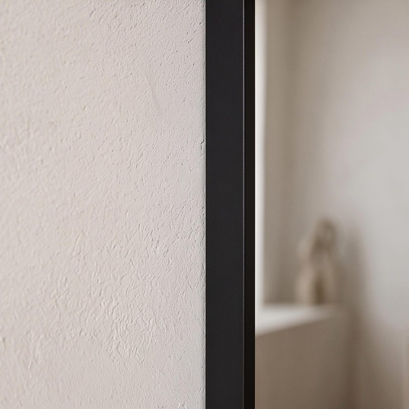 Grand miroir mural ovale avec cadre en métal noir 60 x 165 cm