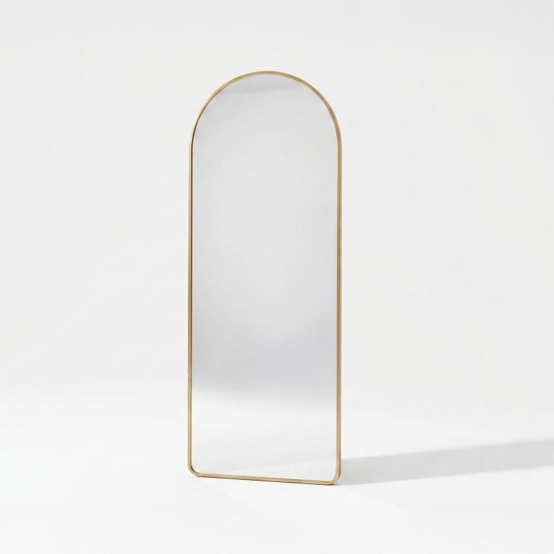 Grand miroir en arche à poser avec cadre en métal doré 60 x 165 cm