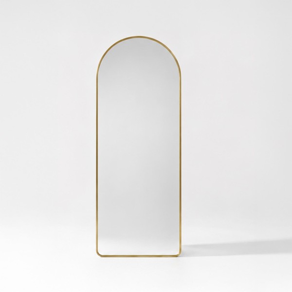 Grand miroir en arche à poser avec cadre en métal doré 60 x 165 cm