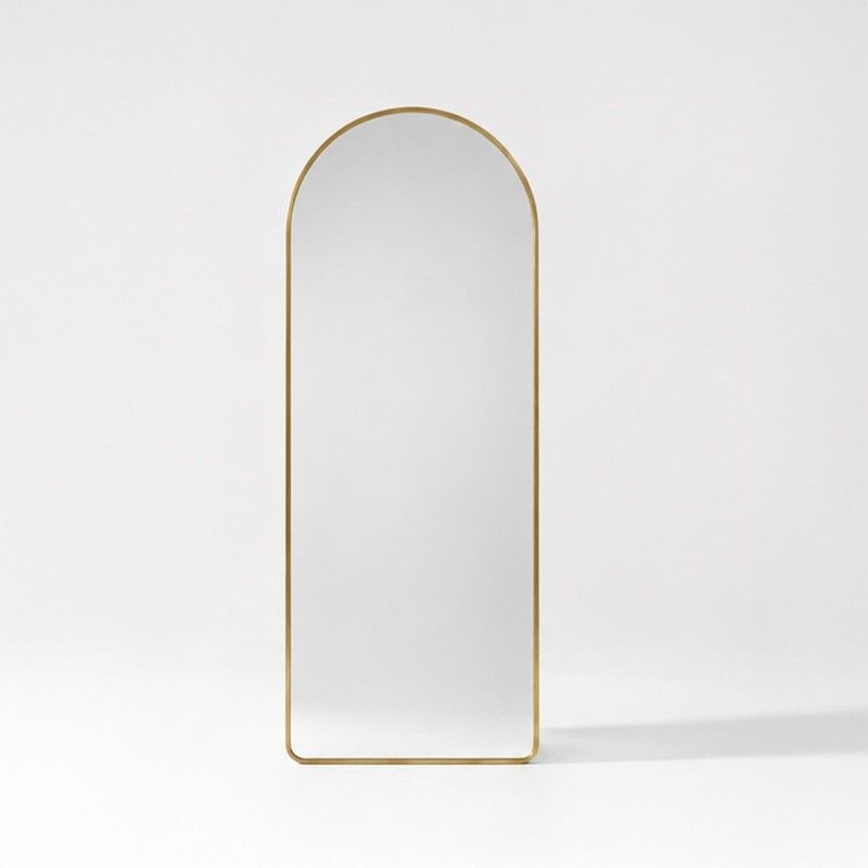 Grand miroir en arche à poser avec cadre en métal doré 60 x 165 cm