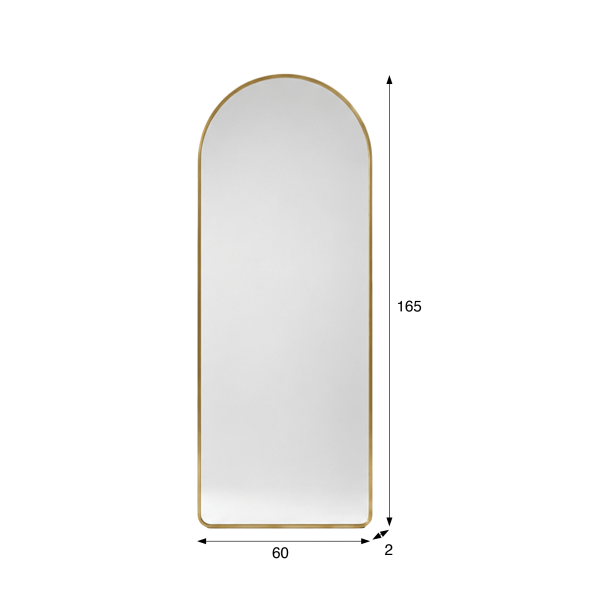 Grand miroir en arche à poser avec cadre en métal doré 60 x 165 cm