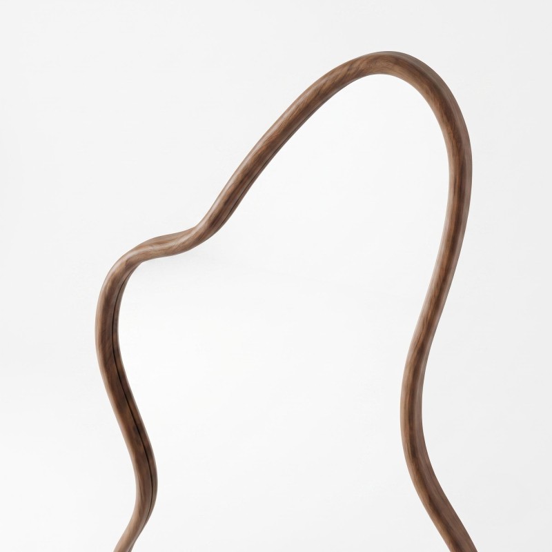 Miroir mural organique design avec cadre en bois massif 80 x 160 cm