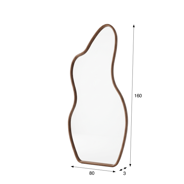Miroir mural organique design avec cadre en bois massif 80 x 160 cm