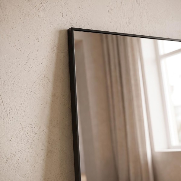 Miroir mural rectangulaire avec cadre noir 50 x 150 cm