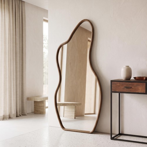 Miroir mural organique design avec cadre en bois massif 80 x 160 cm