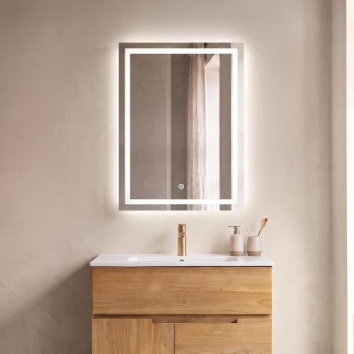 Miroir mural de salle de bain lumineux avec éclairage LED 60 x 80 cm