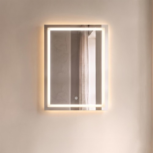 Miroir mural de salle de bain lumineux avec éclairage LED 60 x 80 cm