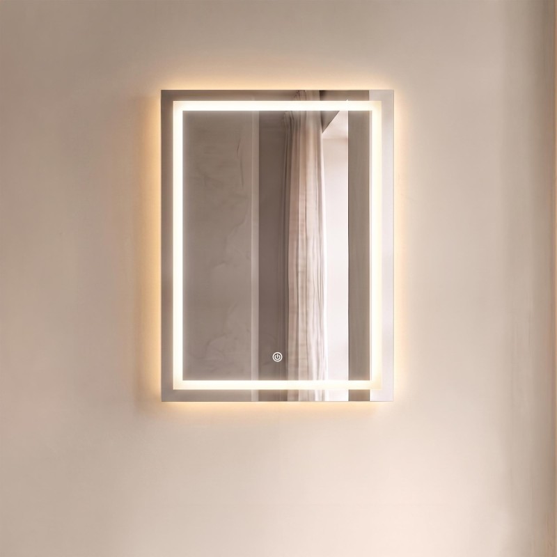 Miroir mural de salle de bain lumineux avec éclairage LED 60 x 80 cm