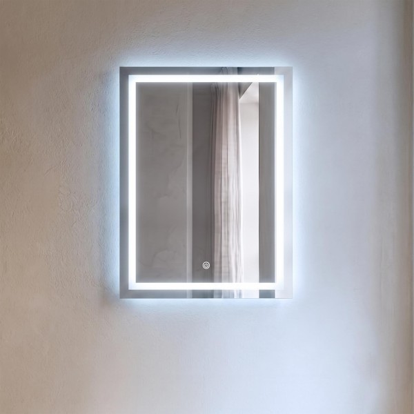 Miroir mural de salle de bain lumineux avec éclairage LED 60 x 80 cm