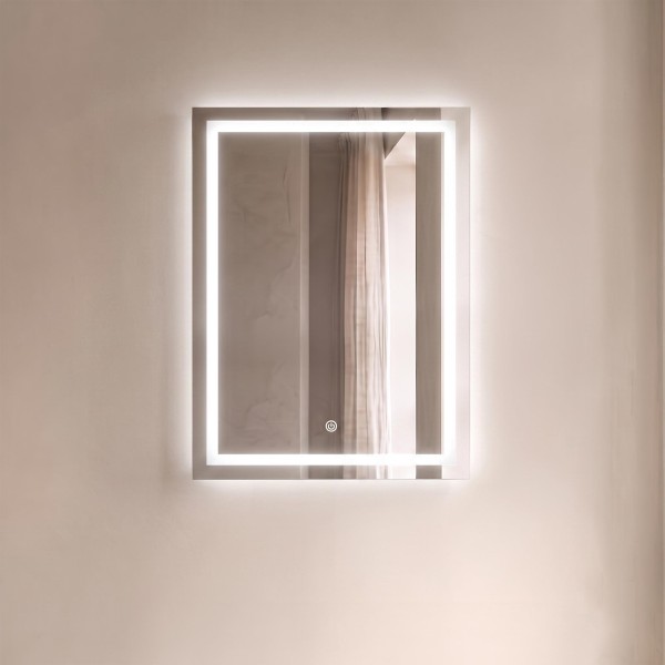 Miroir mural de salle de bain lumineux avec éclairage LED 60 x 80 cm