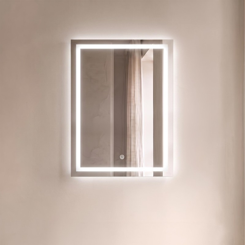 Miroir mural de salle de bain lumineux avec éclairage LED 60 x 80 cm