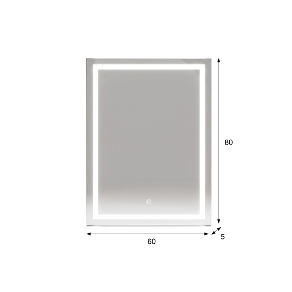 Miroir mural de salle de bain lumineux avec éclairage LED 60 x 80 cm