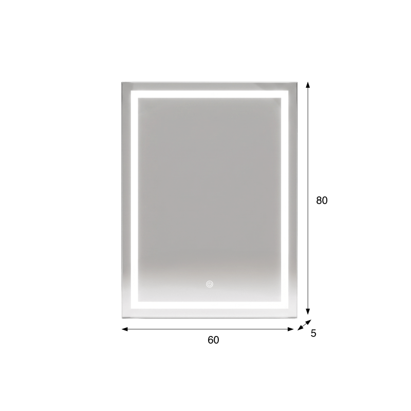 Miroir mural de salle de bain lumineux avec éclairage LED 60 x 80 cm