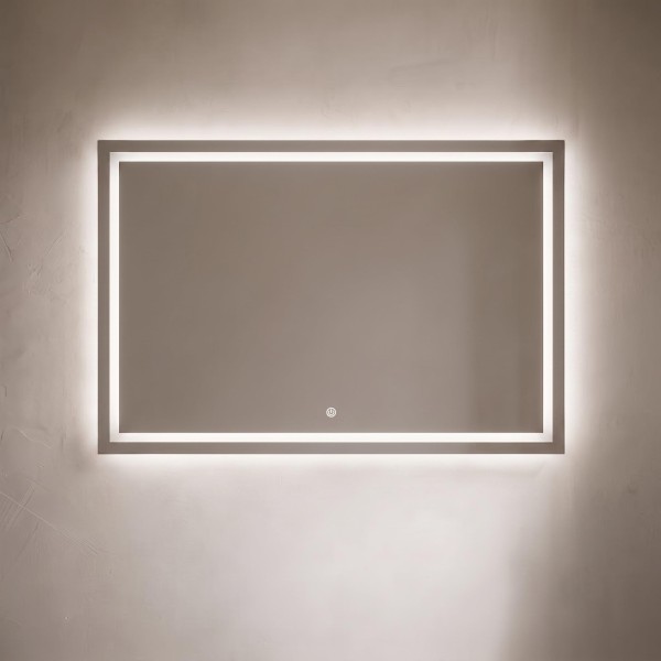 Grand miroir mural de salle de bain lumineux avec éclairage LED 120 x 80 cm