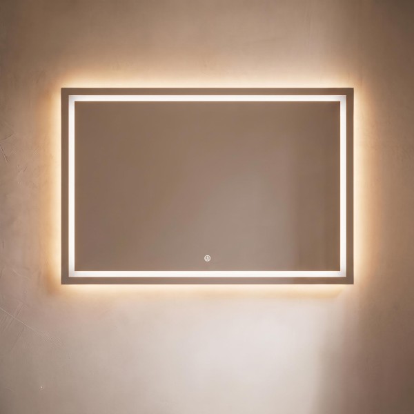 Grand miroir mural de salle de bain lumineux avec éclairage LED 120 x 80 cm