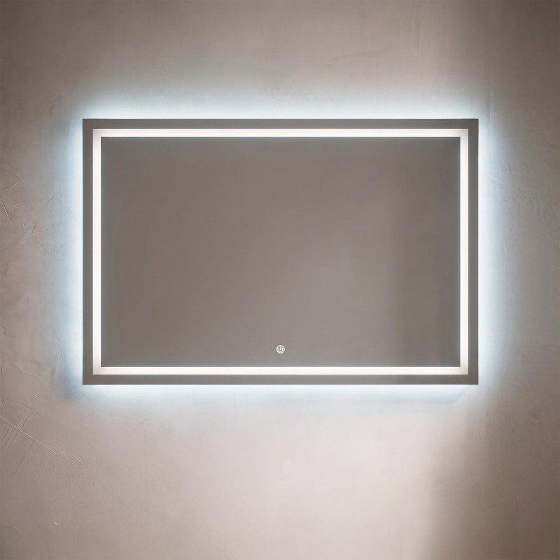 Grand miroir mural de salle de bain lumineux avec éclairage LED 120 x 80 cm