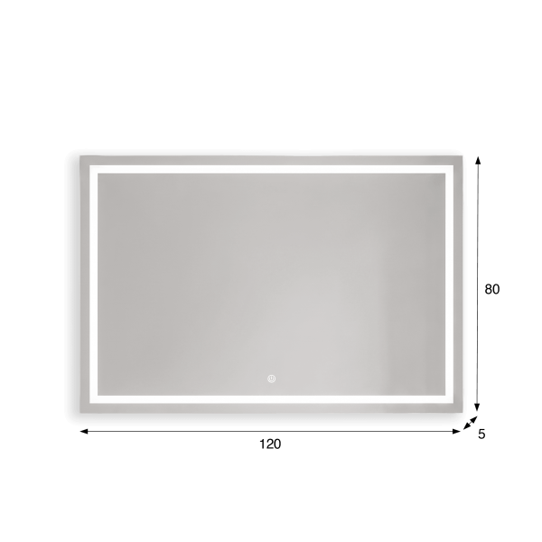 Grand miroir mural de salle de bain lumineux avec éclairage LED 120 x 80 cm