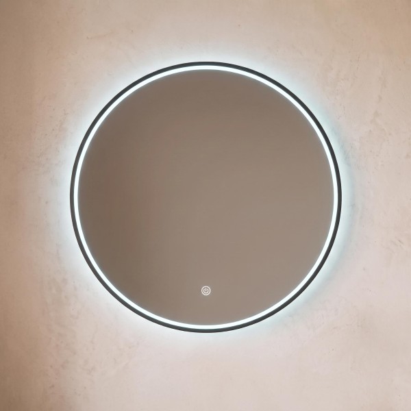 Grand miroir mural rond de salle de bain lumineux avec éclairage LED 80 cm