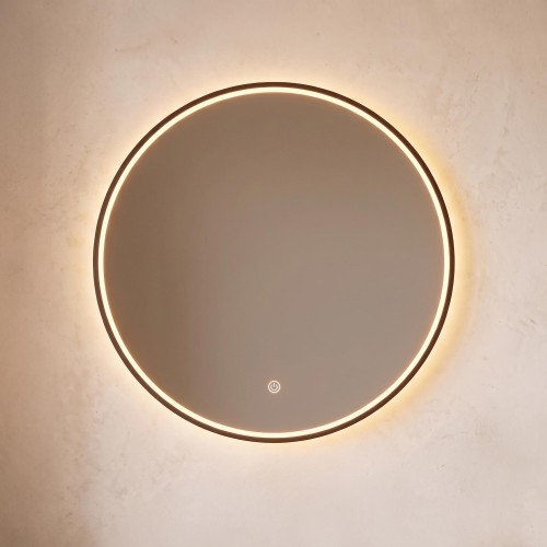 Grand miroir mural rond de salle de bain lumineux avec éclairage LED 80 cm