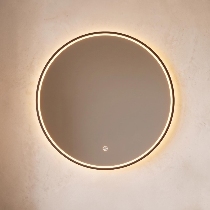 Grand miroir mural rond de salle de bain lumineux avec éclairage LED 80 cm