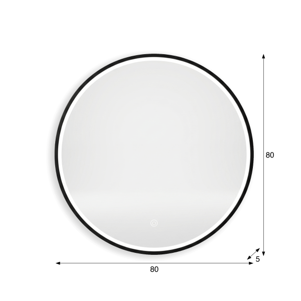 Grand miroir mural rond de salle de bain lumineux avec éclairage LED 80 cm
