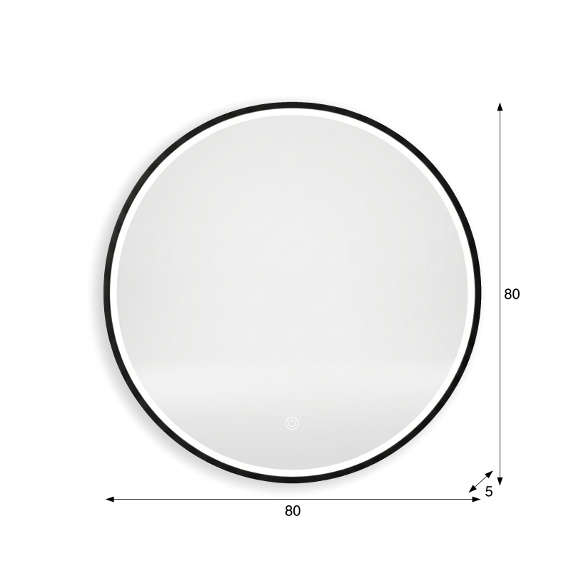 Grand miroir mural rond de salle de bain lumineux avec éclairage LED 80 cm