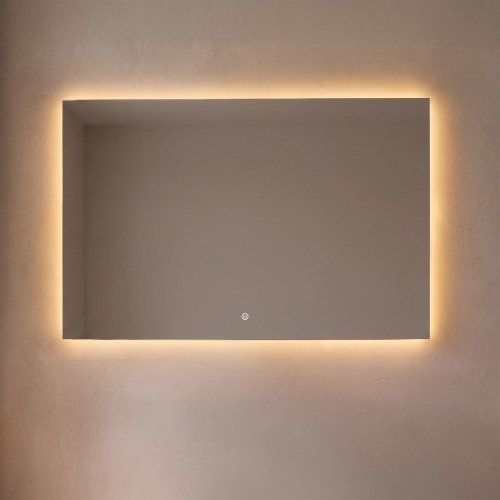 Grand miroir mural de salle de bain lumineux avec éclairage LED 120 x 80 cm